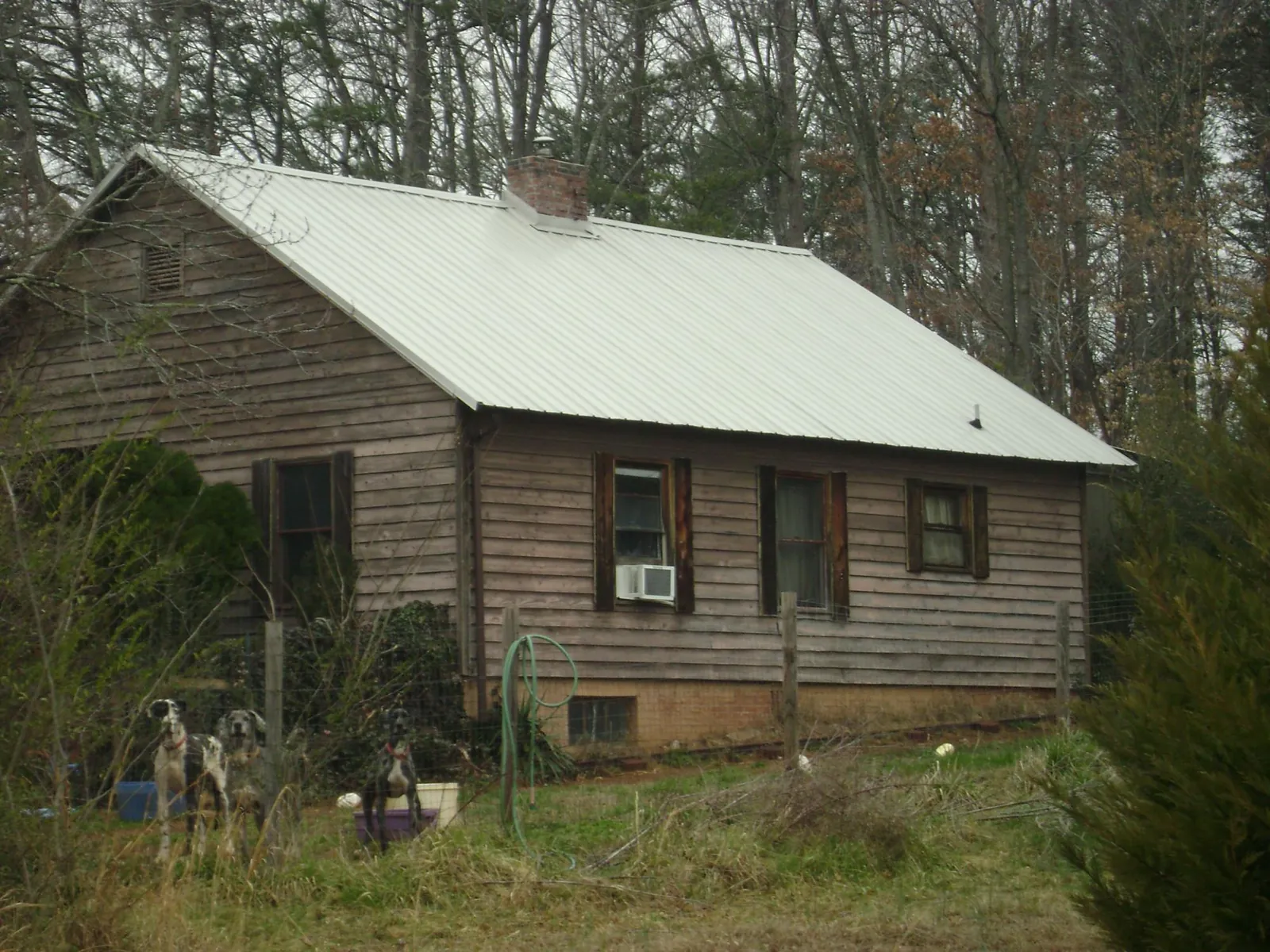 White metal roof on an old wood sided farmhouse, from a Metal Roof Installation job in Ray City